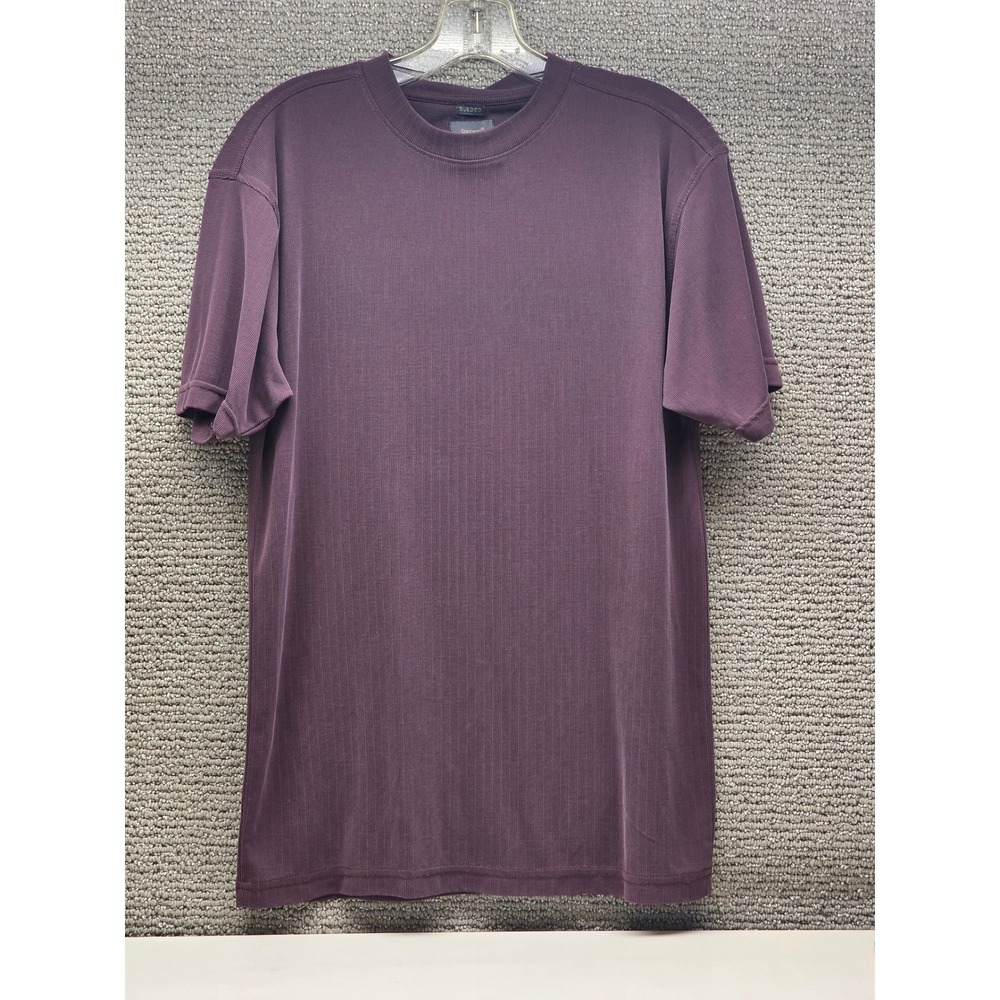 Bruno Mens Sueded Ribbed T-Shirt Plum Purple Short Sleeve Crew Neck Medium